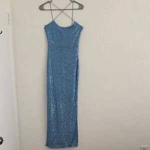 Hello Molly Sparkling Blue Backless Dress